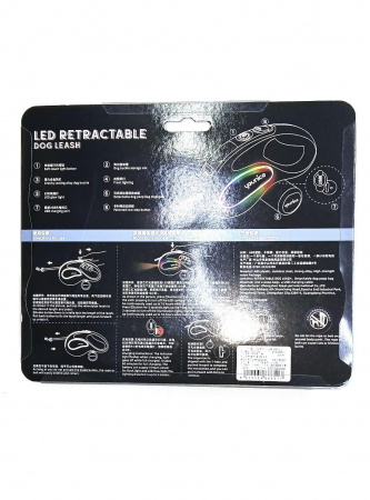 Рулетка для собак с Led фонарем и диспенсером, до 20 кг, лента 4м USB зарядка