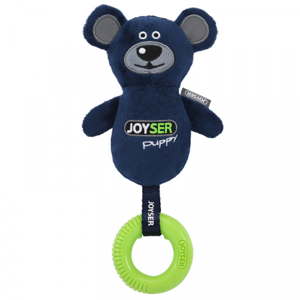 Игрушка для собак JOYSER Puppy Мишка с резиновым кольцом и пищалкой, 21 см