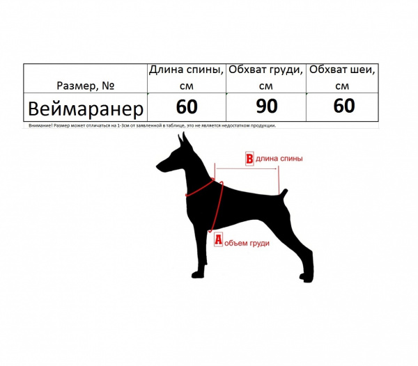Одежда для Веймаранера. Комбинезон утепленный по спинке 60см